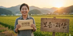 2026년 충북 보은 괴산 민생안정지원금 60만원을 받고 기뻐하는 농어촌 지역 주민의 모습. 농어촌 기본소득 탈락 후 지자체 대응 정책