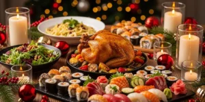 크리스마스 홈파티 음식 추천 코스트코 로티세리 치킨과 트레이더스 초밥 세트 가성비 조합