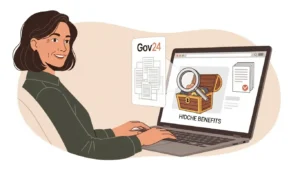 정부24에서 주민등록등본, 건강보험자격득실 포함 필수 민원 10가지와 숨겨진 정부 혜택을 쉽게 찾는 중년 여성의 모습