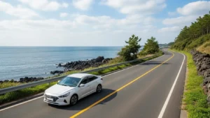 제주 렌터카 초보자 운전 팁을 설명하는 제주 해안도로 주행