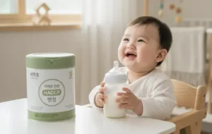 식약처 인증 안심 분유와 아기 이미지