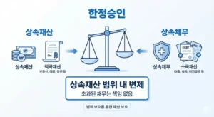 한정승인 개념 설명 인포그래픽 - 상속재산 범위 내에서만 빚 변제하는 제도