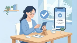 고유가지원금 카드사 앱으로 신청하는 모습 일러스트