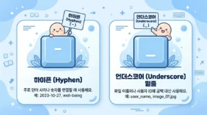 언더바와 하이픈 차이를 설명하는 키보드 기호 비교 이미지