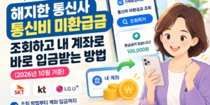 통신비 미환급금 조회 후 계좌로 환급금을 입금받는 모습